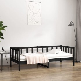 Sofá cama de madera maciza de pino negro 80x200 cm de vidaXL, Camas y somieres - Ref: Foro24-814688, Precio: 123,30 €, Descue...