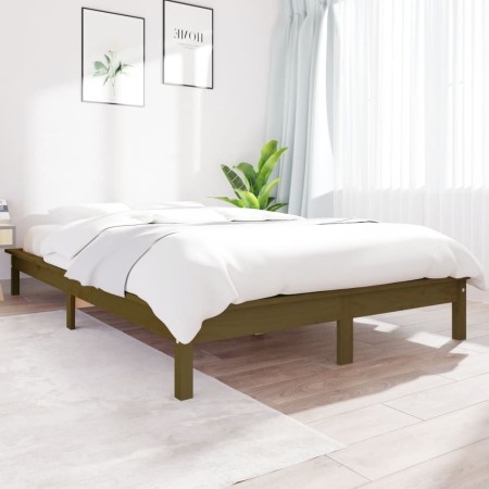 Estructura de cama madera maciza de pino marrón miel 200x200 cm de vidaXL, Camas y somieres - Ref: Foro24-820564, Precio: 143...