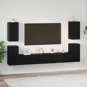 Conjunto de mueble de TV Roble Negro Madera de ingeniería en Muebles TV | Comprar online en Foru.es