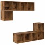 Conjunto de mueble de TV Montaje en la pared 4 pcs Madera Vieja en Muebles TV | Comprar online en Foru.es