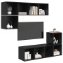 Conjunto de mueble de TV 4 pcs Roble Negro Madera contrachapada en Muebles TV | Comprar online en Foru.es
