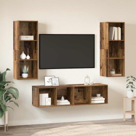 Conjunto de mueble de TV Montaje en la pared 3 pcs Madera Vieja en Muebles TV | Comprar online en Foru.es