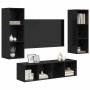 Conjunto de mueble de TV 3 pcs Roble Negro Madera contrachapada en Muebles TV | Comprar online en Foru.es
