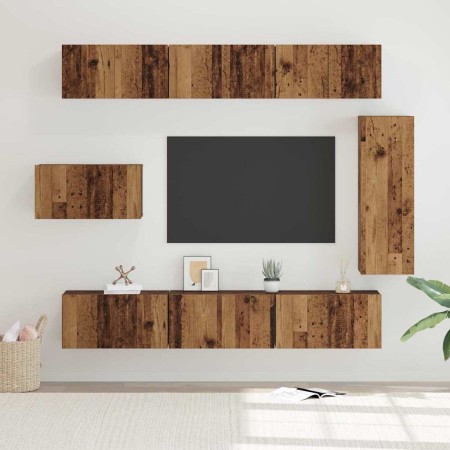 Conjunto de mueble de TV 8 pcs Madera envejecida en Muebles TV | Comprar online en Foru.es