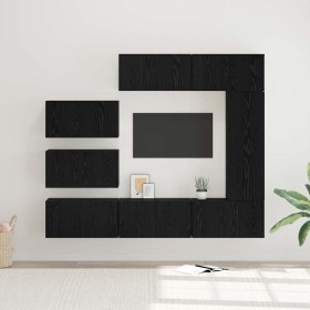 Conjunto de mueble de TV 8 pcs Roble Negro Madera de ingeniería en Muebles TV | Comprar online en Foru.es