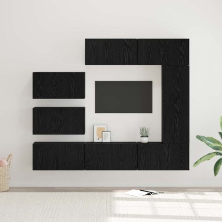 Conjunto de mueble de TV 8 pcs Roble Negro Madera de ingeniería en Muebles TV | Comprar online en Foru.es