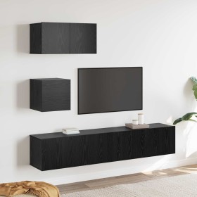 Conjunto de mueble de TV 3 pcs Roble Negro Madera de ingeniería en Muebles TV | Comprar online en Foru.es
