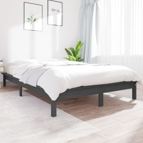 Estructura de cama madera maciza de pino gris 120x200 cm de vidaXL, Camas y somieres - Ref: Foro24-820538, Precio: 117,87 €, ...