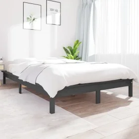 Solid gray pine wood bed frame 120x200 cm by vidaXL, Beds and slatted bases - Ref: Foro24-820538, Price: 116,35 €, Discount: %