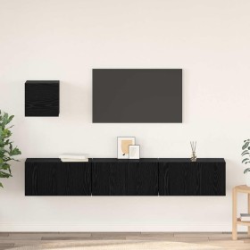 Conjunto de mueble de TV 4 pcs Roble Negro Madera de ingeniería en Muebles TV | Comprar online en Foru.es