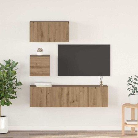 Conjunto de mueble de TV 4 pcs Roble artesanal en Muebles TV | Comprar online en Foru.es