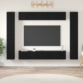 Conjunto de mueble de TV Montaje en la pared 10 pcs Roble Negro en Muebles TV | Comprar online en Foru.es