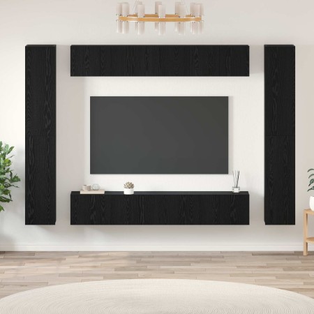 Conjunto de mueble de TV Montaje en la pared 10 pcs Roble Negro en Muebles TV | Comprar online en Foru.es