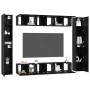 Conjunto de mueble de TV Montaje en la pared 10 pcs Roble Negro en Muebles TV | Comprar online en Foru.es