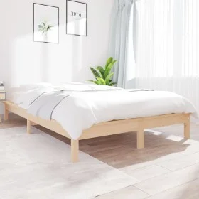 Estructura de cama madera maciza de pino 120x200 cm de vidaXL, Camas y somieres - Ref: Foro24-820536, Precio: 114,91 €, Descu...