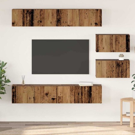 Conjunto de mueble de TV Montaje en la pared 6 pcs Madera Vieja en Muebles TV | Comprar online en Foru.es