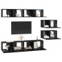 Conjunto de mueble de TV 6 pcs Roble Negro Madera contrachapada en Muebles TV | Comprar online en Foru.es