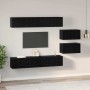 Conjunto de mueble de TV 6 pcs Roble Negro Madera contrachapada en Muebles TV | Comprar online en Foru.es