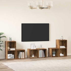 Conjunto de mueble de TV Montaje en la pared 6 pcs Madera Vieja en Muebles TV | Comprar online en Foru.es