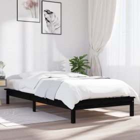 Estructura de cama madera maciza de pino negra 100x200 cm de vidaXL, Camas y somieres - Ref: Foro24-820535, Precio: 108,97 €,...
