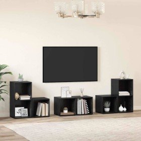 Conjunto de mueble de TV 6 pcs Roble Negro Madera contrachapada en Muebles TV | Comprar online en Foru.es