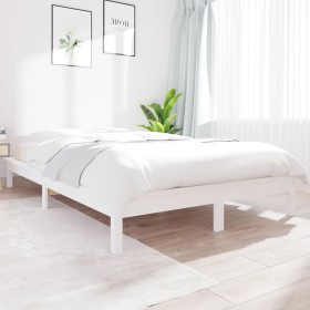 Estructura de cama madera maciza de pino blanca 150x200 cm de vidaXL, Camas y somieres - Ref: Foro24-820547, Precio: 145,39 €...