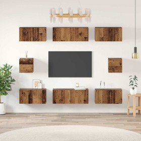Conjunto de mueble de TV Montaje en la pared 8 pcs Madera Vieja en Muebles TV | Comprar online en Foru.es