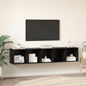 Juego de muebles de TV 2 pcs Roble Negro Madera contrachapada en Muebles TV | Comprar online en Foru.es