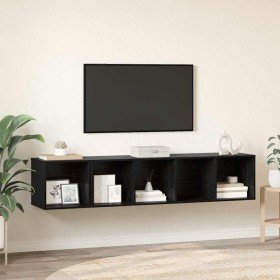 Juego de muebles de TV 2 pcs Roble Negro Madera contrachapada en Muebles TV | Comprar online en Foru.es