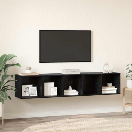 Juego de muebles de TV 2 pcs Roble Negro Madera contrachapada en Muebles TV | Comprar online en Foru.es