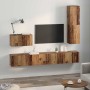 Mueble de TV de Pared 4 pcs Madera Vieja Madera contrachapada en Muebles TV | Comprar online en Foru.es