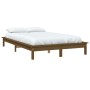 Estructura de cama madera maciza de pino marrón miel 135x190 cm de vidaXL, Camas y somieres - Ref: Foro24-820584, Precio: 134...