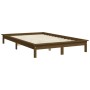 Estructura de cama madera maciza de pino marrón miel 135x190 cm de vidaXL, Camas y somieres - Ref: Foro24-820584, Precio: 134...