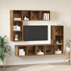 Conjunto de mueble de TV Montaje en la pared 4 pcs Madera Vieja en Muebles TV | Comprar online en Foru.es