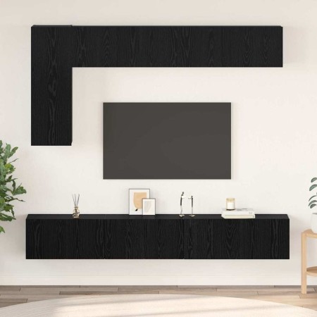 Conjunto de mueble de TV 6 pcs Roble Negro Madera de ingeniería en Muebles TV | Comprar online en Foru.es