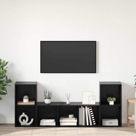 Conjunto de mueble de TV 3 pcs Negro Madera contrachapada en Muebles TV | Comprar online en Foru.es