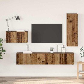 Conjunto de mueble de TV con cajón 4 pcs Madera envejecida en Muebles TV | Comprar online en Foru.es