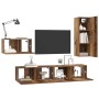 Conjunto de mueble de TV con cajón 4 pcs Madera envejecida en Muebles TV | Comprar online en Foru.es