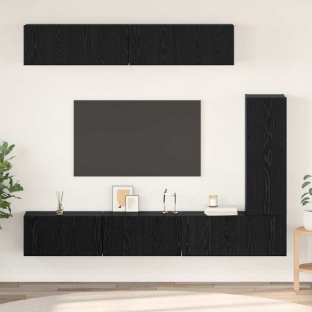 Conjunto de mueble de TV 6 pcs Roble Negro Madera de ingeniería en Muebles TV | Comprar online en Foru.es