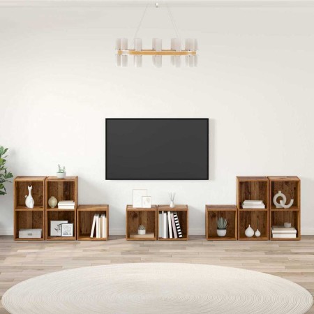 Juego de muebles de TV 8 pcs Madera Vieja Madera contrachapada en Muebles TV | Comprar online en Foru.es