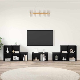 Juego de muebles de TV 8 pcs Roble Negro Madera contrachapada en Muebles TV | Comprar online en Foru.es
