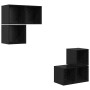 Conjunto de mueble de TV 4 pcs Roble Negro Madera contrachapada en Muebles TV | Comprar online en Foru.es