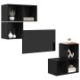 Conjunto de mueble de TV 4 pcs Roble Negro Madera contrachapada en Muebles TV | Comprar online en Foru.es