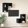 Conjunto de mueble de TV 4 pcs Roble Negro Madera contrachapada en Muebles TV | Comprar online en Foru.es