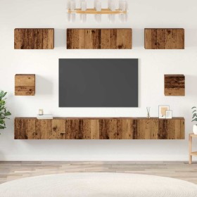 Conjunto de mueble de TV Montaje en la pared 8 pcs Madera Vieja en Muebles TV | Comprar online en Foru.es
