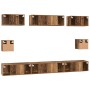 Conjunto de mueble de TV Montaje en la pared 8 pcs Madera Vieja en Muebles TV | Comprar online en Foru.es