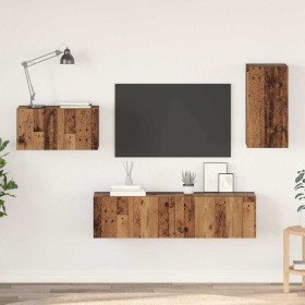 Conjunto de mueble de TV con cajón 4 pcs Madera envejecida en Muebles TV | Comprar online en Foru.es