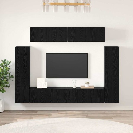 Conjunto de mueble de TV 8 pcs Roble negro Madera contrachapada en Muebles TV | Comprar online en Foru.es