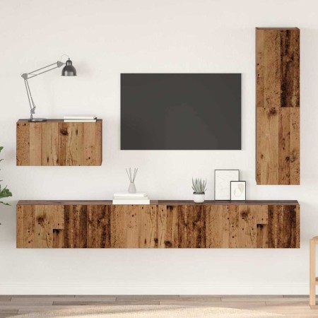 Conjunto de mueble de TV con cajón 4 pcs Madera envejecida en Muebles TV | Comprar online en Foru.es