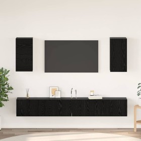 Mueble de TV de Pared 3 pcs Roble Negro Madera de ingeniería en Muebles TV | Comprar online en Foru.es